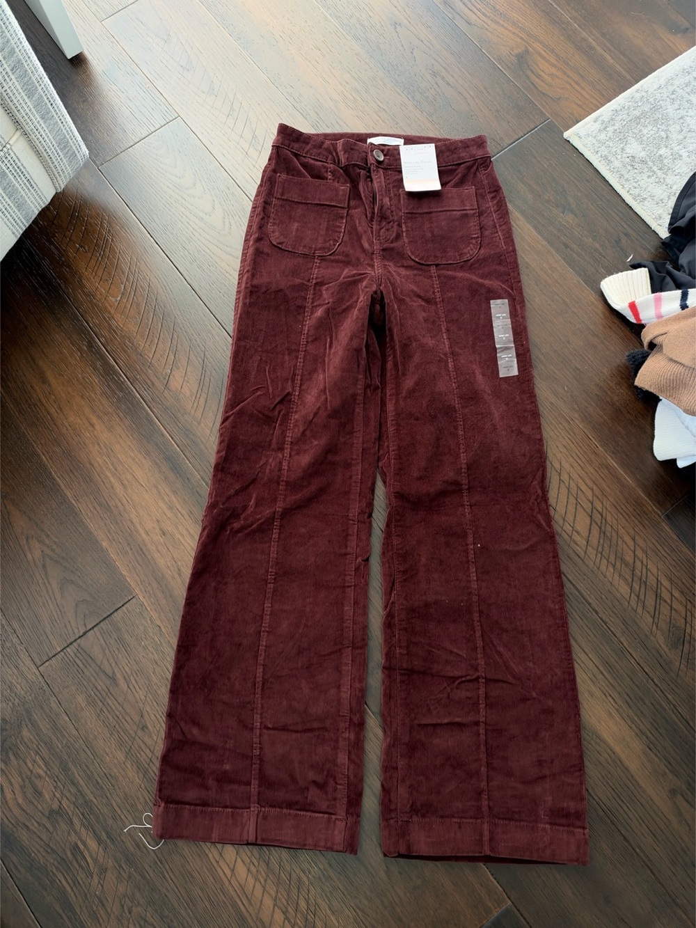 Burgundy corduroy wide Leg Pants